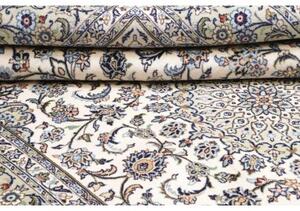 Tappeto Kashan Medaglione Floreale Avorio Blu Avio 196x297 Cm