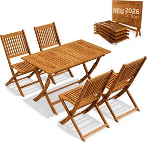 Casaria® Set di Mobili da Giardino 5 Pezzi Modello 2026 Legno Acacia FSC®
