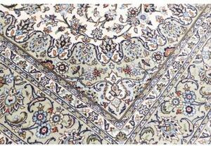 Tappeto Kashan Medaglione Floreale Avorio Blu Avio 196x297 Cm