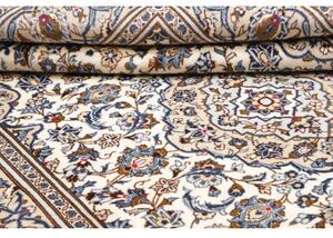 Tappeto Kashan Medaglione Floreale Avorio Blu 196x293 Cm