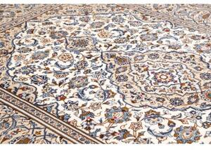 Tappeto Kashan Medaglione Floreale Avorio Blu 196x293 Cm