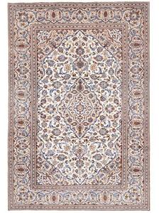 Tappeto Kashan Medaglione Floreale Avorio Blu 196x293 Cm
