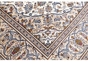 Tappeto Kashan Medaglione Floreale Avorio Blu 196x293 Cm