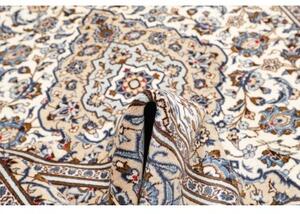 Tappeto Kashan Medaglione Floreale Avorio Blu 196x293 Cm