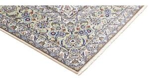 Tappeto Kashan Medaglione Floreale Avorio Blu Avio 196x297 Cm
