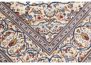 Tappeto Kashan Medaglione Floreale Avorio Blu 195x293 Cm