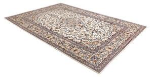 Tappeto Kashan Medaglione Floreale Avorio Blu 195x293 Cm