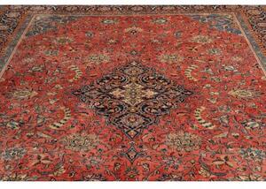 Tappeto Sarough Medaglione Floreale Rosso Corallo Blu Notte 270x370 Cm
