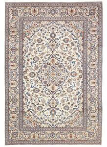 Tappeto Kashan Medaglione Floreale Avorio Blu 195x293 Cm