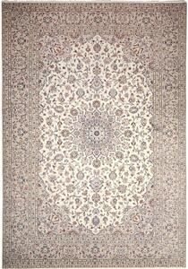 Tappeto Kashan Medaglione Floreale Avorio Blu Scuro 240x357 Cm