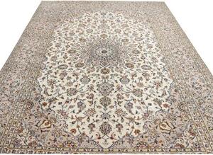 Tappeto Kashan Medaglione Floreale Avorio Blu Scuro 240x357 Cm