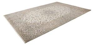 Tappeto Kashan Medaglione Floreale Avorio Blu Scuro 240x357 Cm