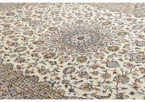Tappeto Kashan Medaglione Floreale Avorio Blu Scuro 240x357 Cm