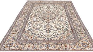 Tappeto Kashan Medaglione Floreale Avorio Blu 195x293 Cm