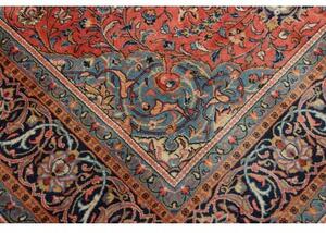 Tappeto Sarough Medaglione Floreale Rosso Corallo Blu Notte 270x370 Cm