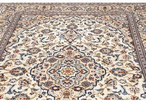 Tappeto Kashan Medaglione Floreale Avorio Blu 195x293 Cm
