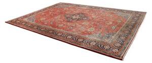 Tappeto Sarough Medaglione Floreale Rosso Corallo Blu Notte 270x370 Cm