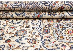 Tappeto Kashan Medaglione Floreale Avorio Blu 195x293 Cm