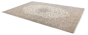 Tappeto Kashan Medaglione Floreale Avorio Blu Scuro 240x357 Cm