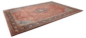 Tappeto Sarough Medaglione Floreale Rosso Corallo Blu Notte 270x370 Cm