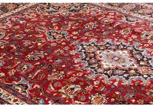 Tappeto Mashad Medaglione Floreale Rosso Blu Scuro 243x340 Cm