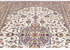 Tappeto Kashan Medaglione Floreale Avorio Blu 203x320 Cm