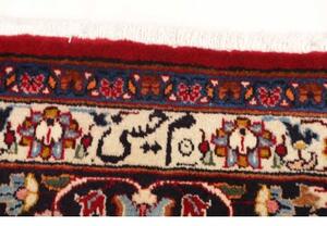 Tappeto Mashad Medaglione Floreale Rosso Blu Scuro 243x340 Cm