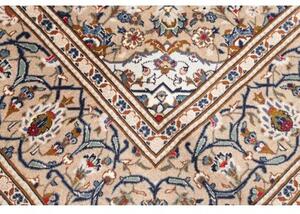 Tappeto Kashan Medaglione Floreale Avorio Blu 197x306 Cm