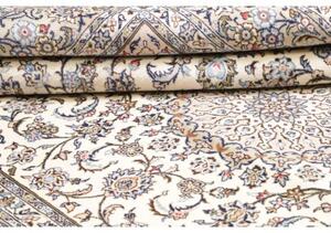Tappeto Kashan Medaglione Floreale Avorio Blu 196x296 Cm