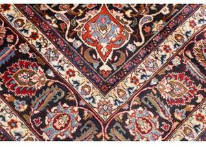 Tappeto Mashad Medaglione Floreale Rosso Blu Scuro 243x340 Cm