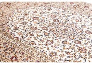 Tappeto Kashan Medaglione Floreale Avorio Blu Scuro 200x305 Cm