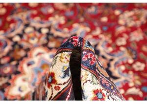 Tappeto Mashad Medaglione Floreale Rosso Blu Scuro 243x340 Cm