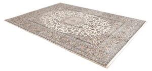Tappeto Kashan Medaglione Floreale Avorio Blu 196x296 Cm