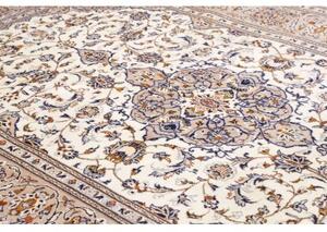 Tappeto Kashan Medaglione Floreale Avorio Blu 203x320 Cm