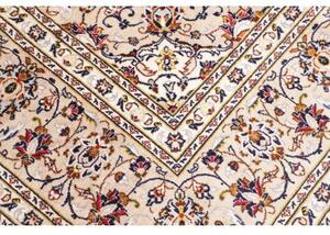 Tappeto Kashan Medaglione Floreale Avorio Blu Scuro 200x305 Cm