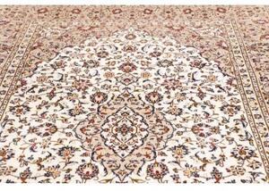 Tappeto Kashan Medaglione Floreale Avorio Blu Scuro 200x305 Cm