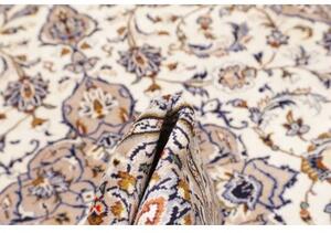 Tappeto Kashan Medaglione Floreale Avorio Blu 203x320 Cm