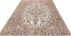 Tappeto Kashan Medaglione Floreale Avorio Blu 197x306 Cm
