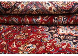 Tappeto Mashad Medaglione Floreale Rosso Blu Scuro 243x340 Cm