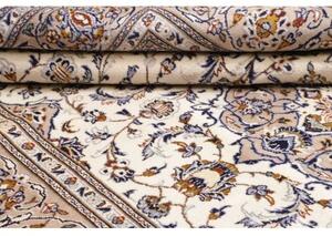 Tappeto Kashan Medaglione Floreale Avorio Blu 203x320 Cm
