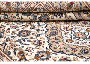 Tappeto Kashan Medaglione Floreale Avorio Blu 197x306 Cm