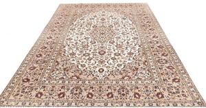 Tappeto Kashan Medaglione Floreale Avorio Blu Scuro 200x305 Cm