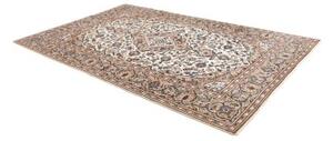 Tappeto Kashan Medaglione Floreale Avorio Blu 197x306 Cm