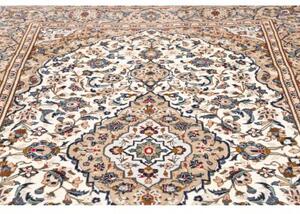 Tappeto Kashan Medaglione Floreale Avorio Blu 197x306 Cm