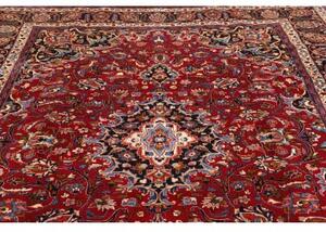Tappeto Mashad Medaglione Floreale Rosso Blu Scuro 243x340 Cm
