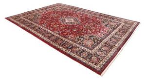 Tappeto Mashad Medaglione Floreale Rosso Blu Scuro 243x340 Cm