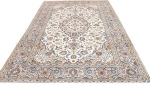 Tappeto Kashan Medaglione Floreale Avorio Blu 194x307 Cm