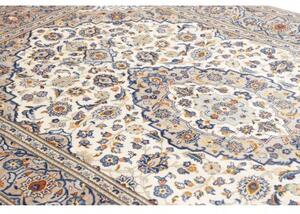 Tappeto Kashan Medaglione Floreale Avorio Blu 194x307 Cm