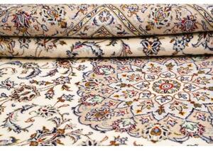 Tappeto Kashan Medaglione Floreale Beige Blu 243x350 Cm