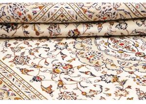 Tappeto Kashan Medaglione Floreale Avorio Blu Scuro 192x300 Cm